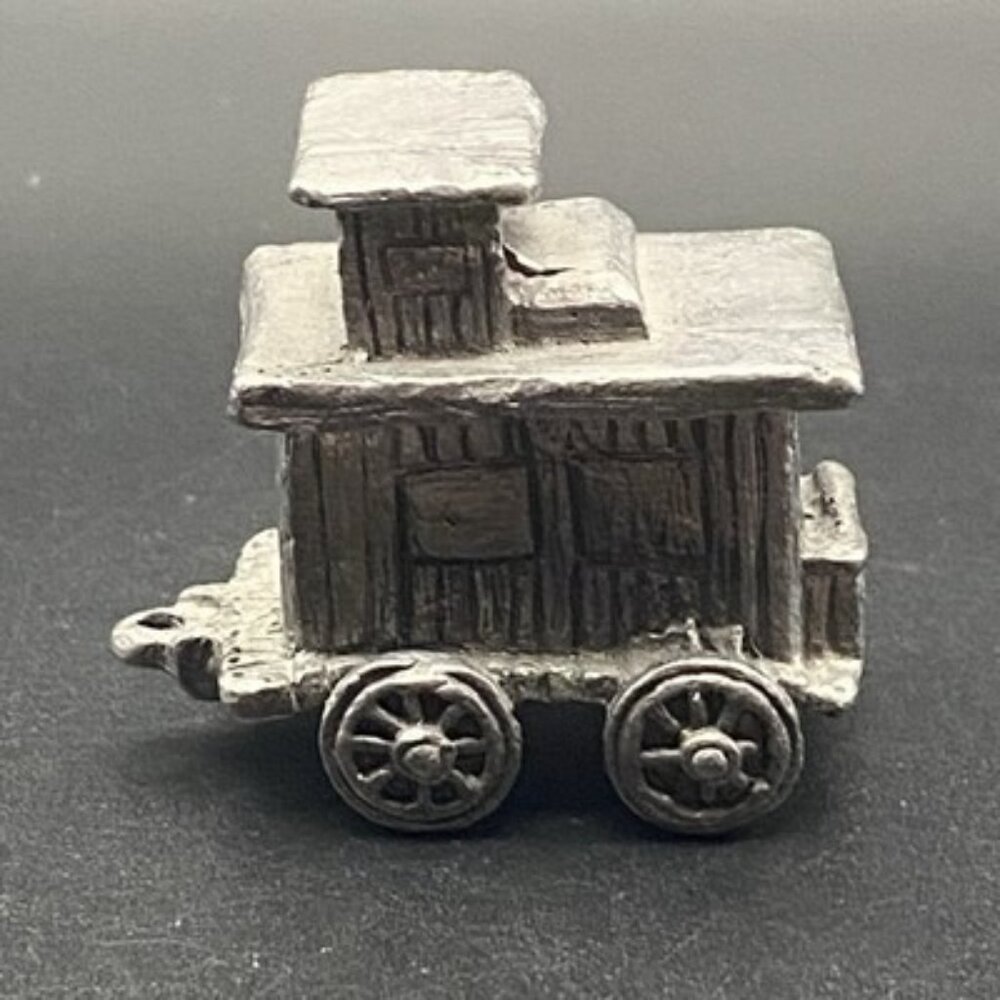 Michael Ricker RB 1986 5 Pc Pewter Train Set 9.5"L  Engine, 3 Flats & Caboose - Picture 12 of 16